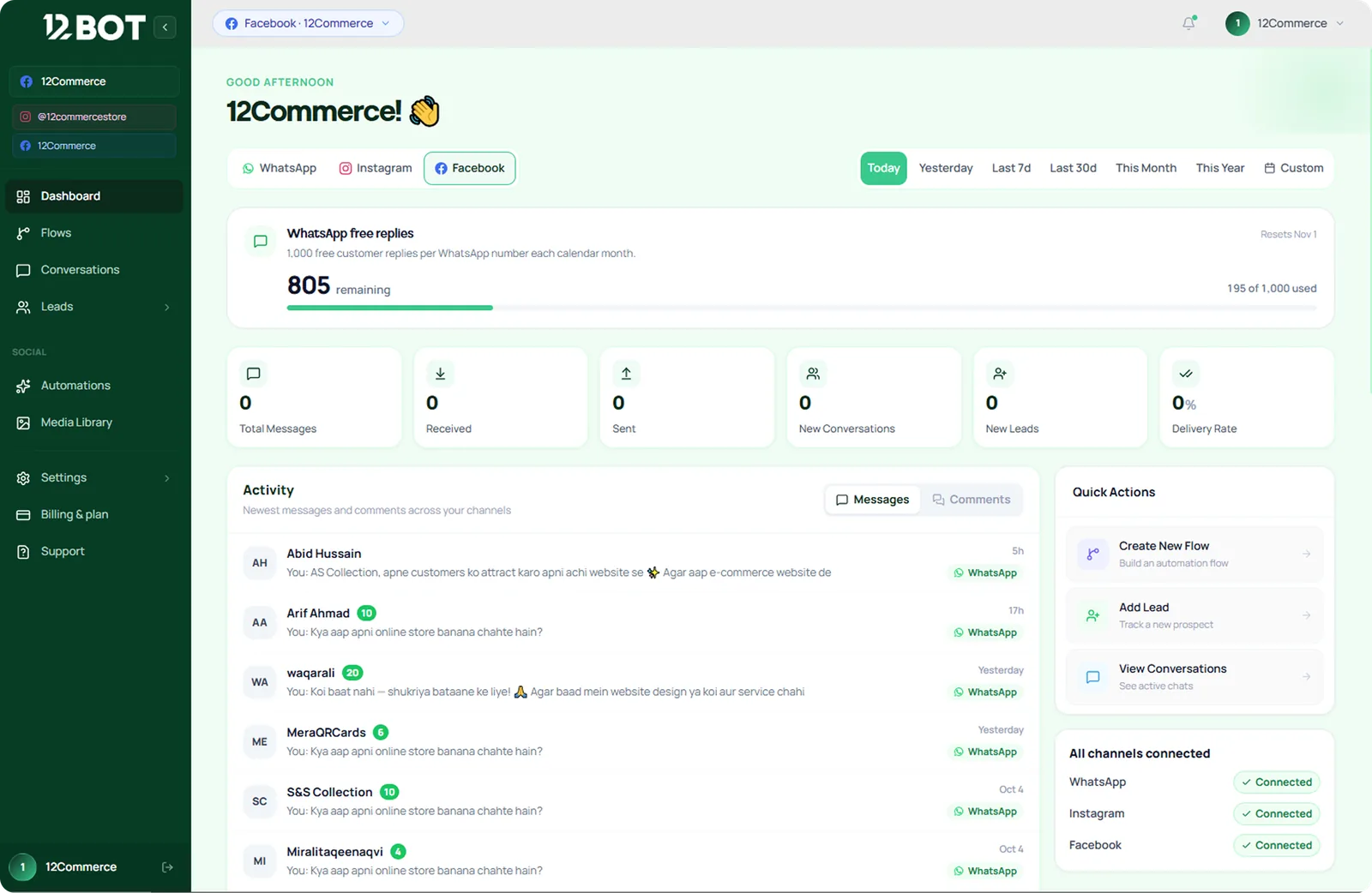 12Bot workspace dashboard preview